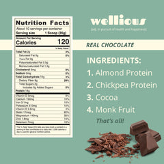 Glass of Wellious Chocolate protein shake showing creamy texture