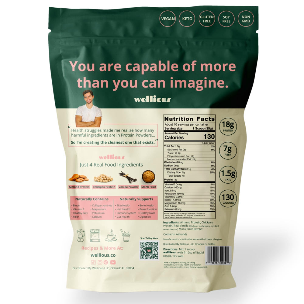 Wellious Almond Protein Powder Vanilla oatmeal combo highlights versatile breakfast option