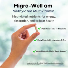 Wellkasa Migra-Well AM capsules on a clean surface for everyday wellness