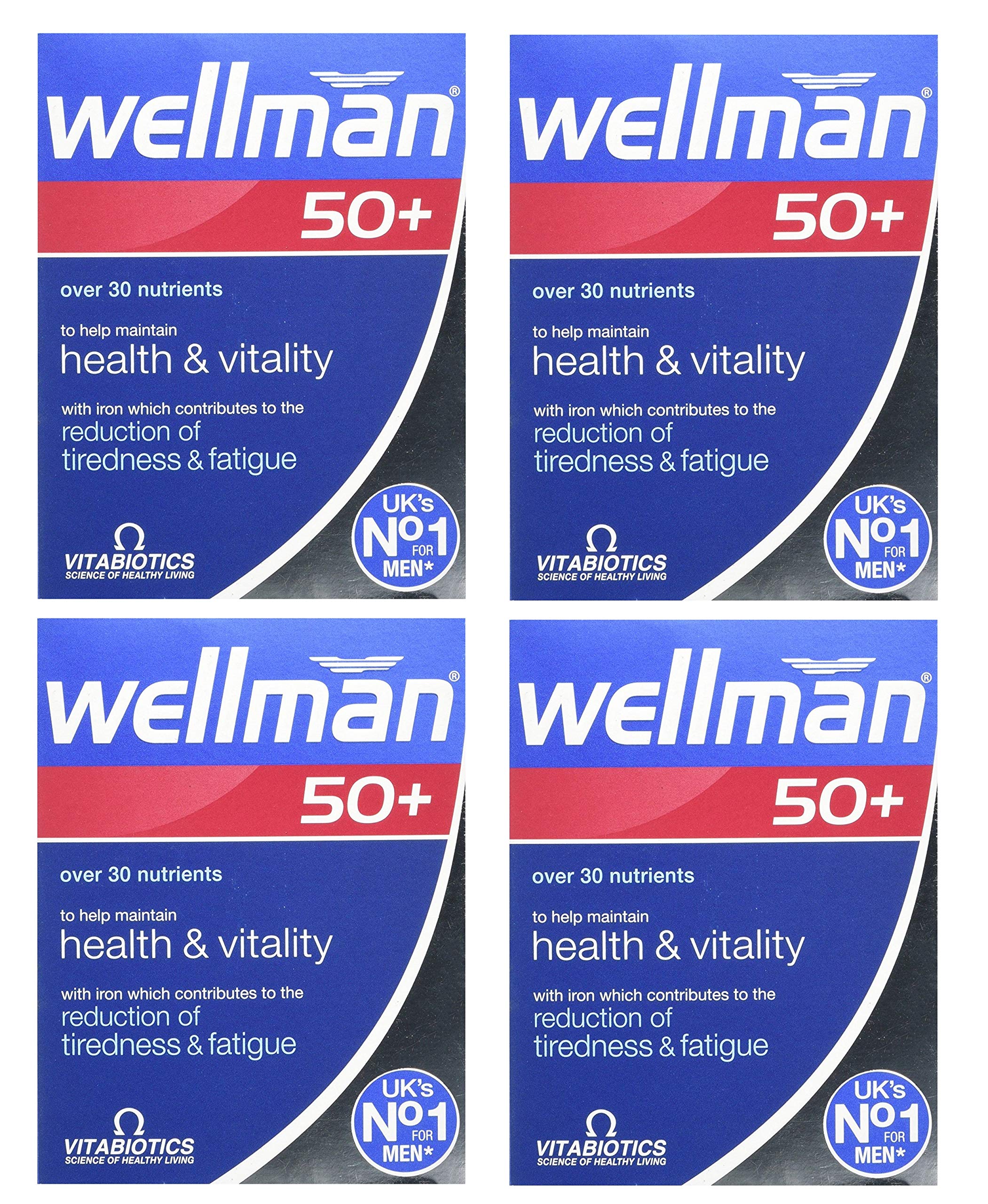 Wellman 50+ bottle front; daily energy and vitality visual cue.