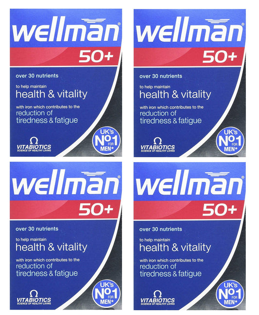 Wellman 50+ bottle front; daily energy and vitality visual cue.