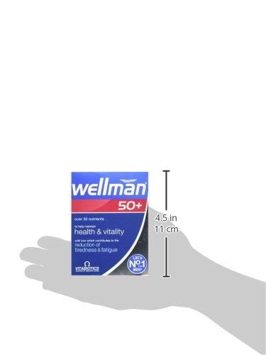 Wellman 50+ ingredients label; shows key nutrients for immune and energy support.