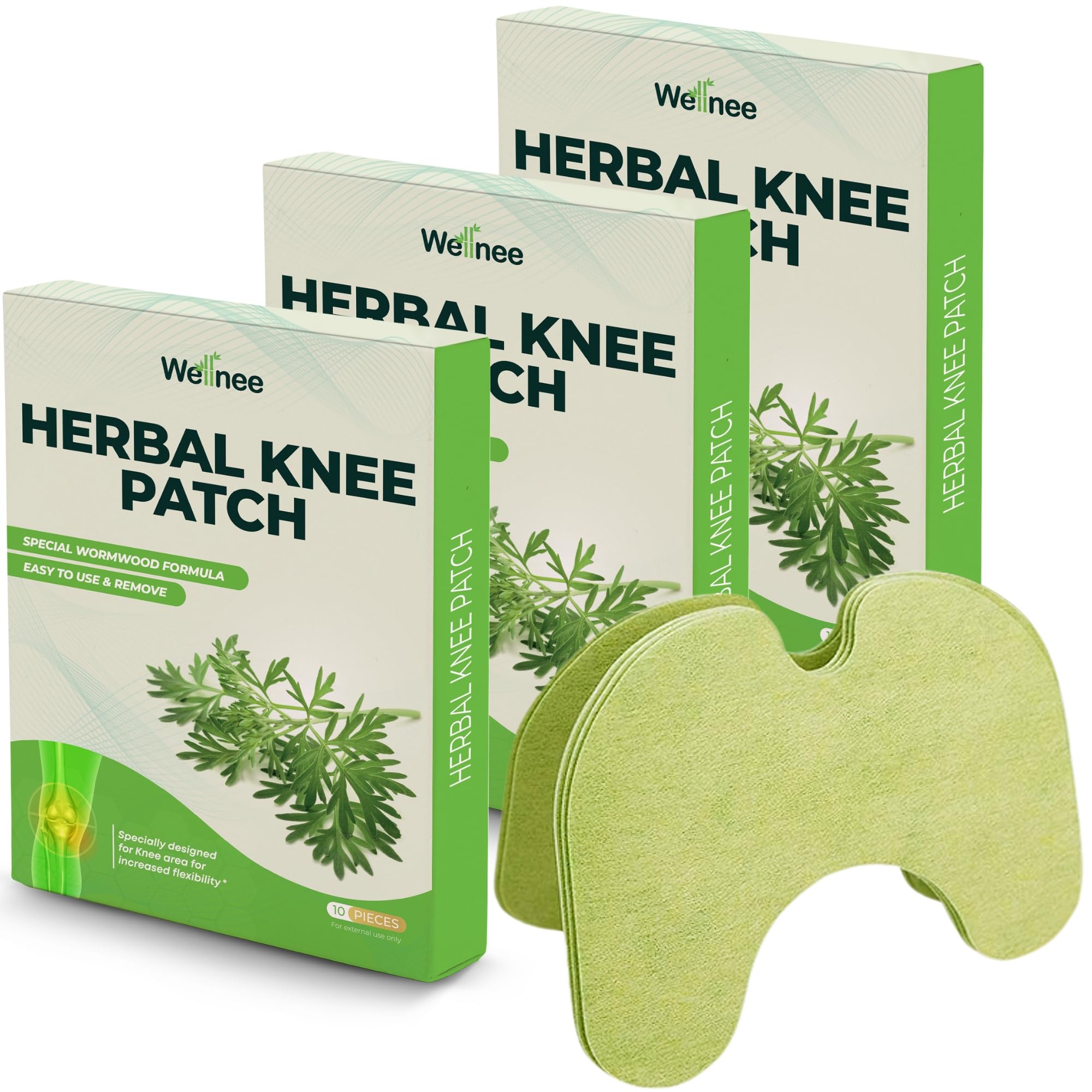 Wellnee Original Knee Patch on knee shows curved fit for joint support