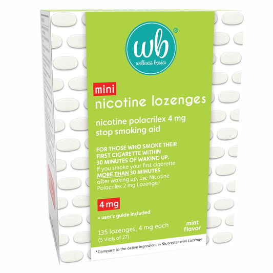 Wellness Basics Mint lozenge pack for on-the-go quit support.