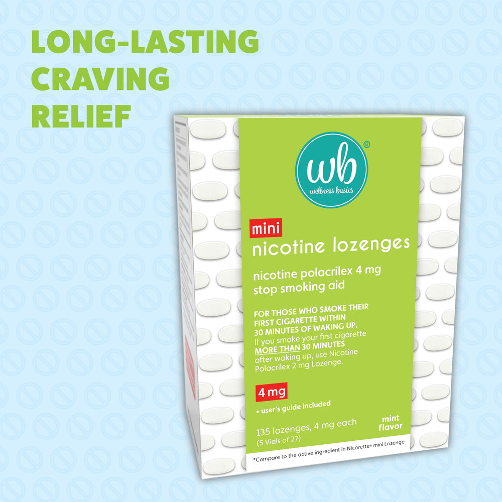 Wellness Basics mint lozenge close-up shows discreet, portable size.