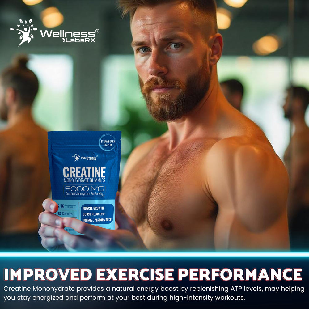 WELLNESS LABSRX Creatine Gummies 30-day supply on a shelf
