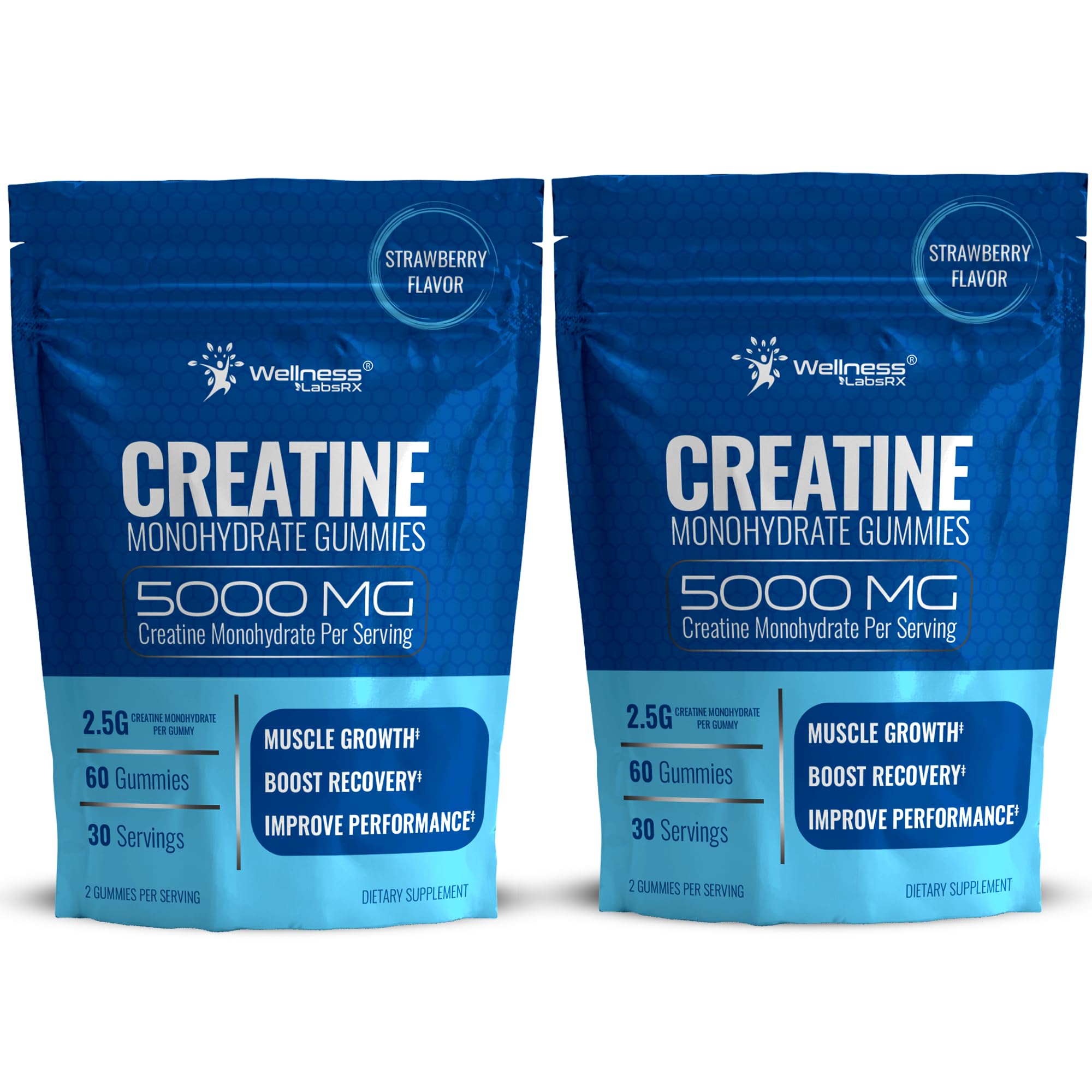 WELLNESS LABSRX Creatine Gummies jar offers a convenient 30-day supply for daily use