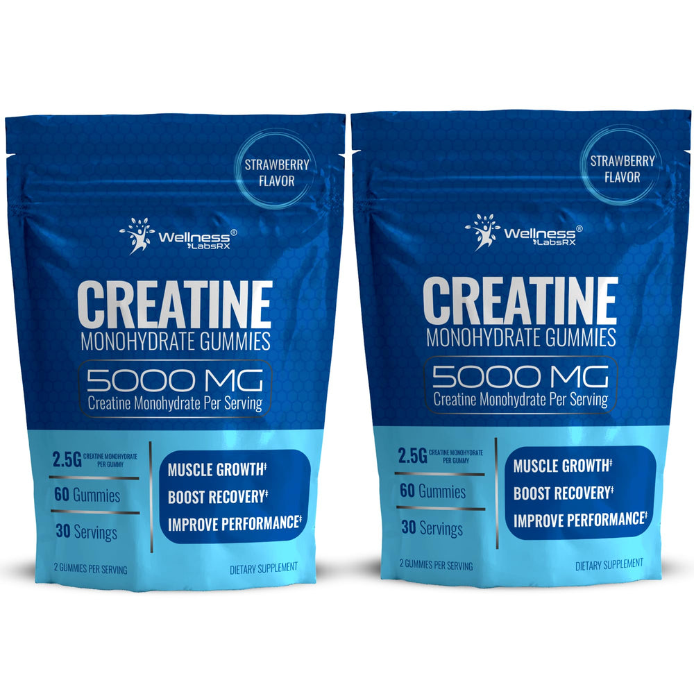 WELLNESS LABSRX Creatine Gummies jar offers a convenient 30-day supply for daily use