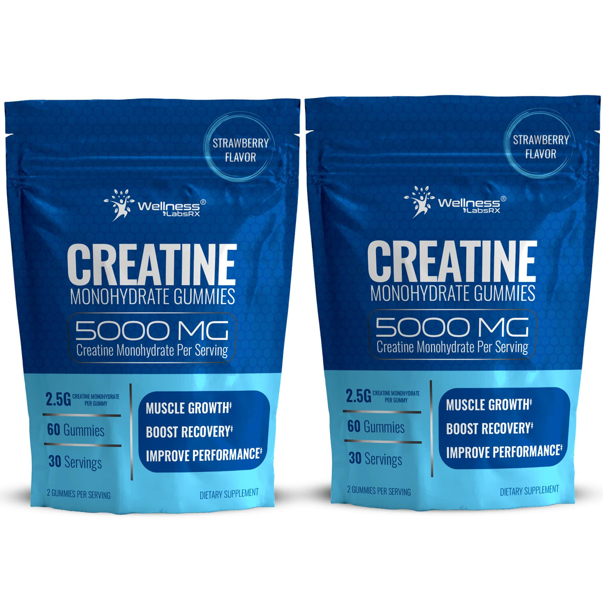 WELLNESS LABSRX Creatine Gummies jar offers a convenient 30-day supply for daily use