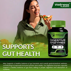 WELLNESS LABSRX Daily digestive-support concept highlights convenient, non-measured capsule use.