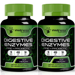 WELLNESS LABSRX Digestive Enzymes bottle shown for convenient daily gut support.