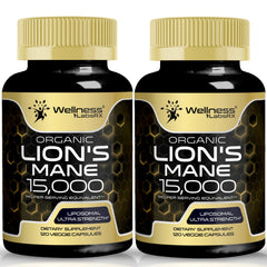 WELLNESS LABSRX Lions Mane capsules bottle for daily focus and mental clarity.