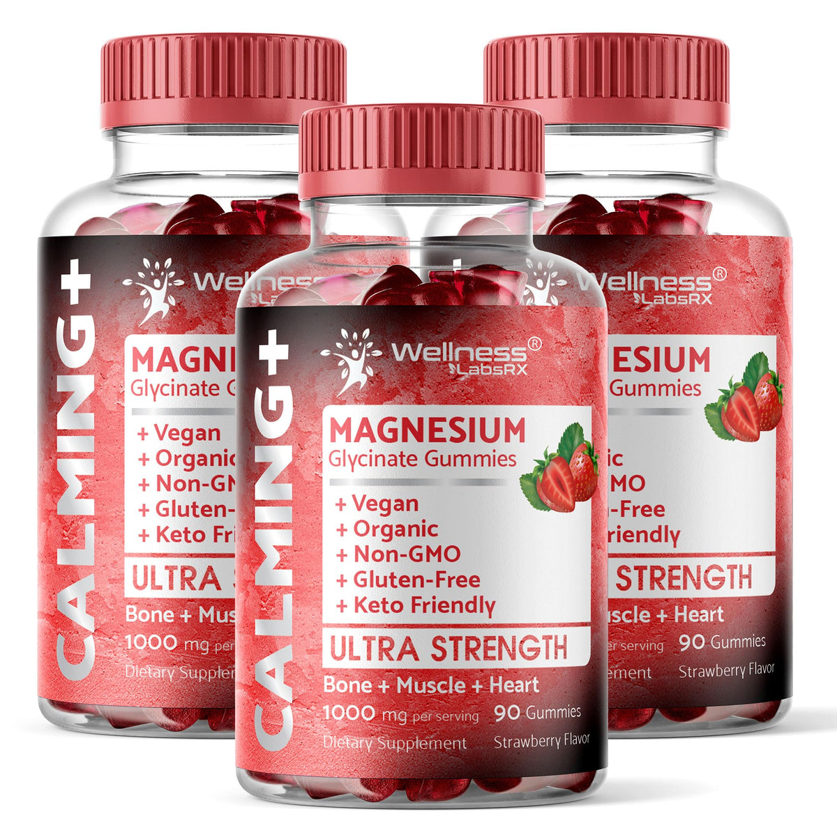 Wellness LabsRx magnesium glycinate gummies bottle with strawberry flavor for relaxation support