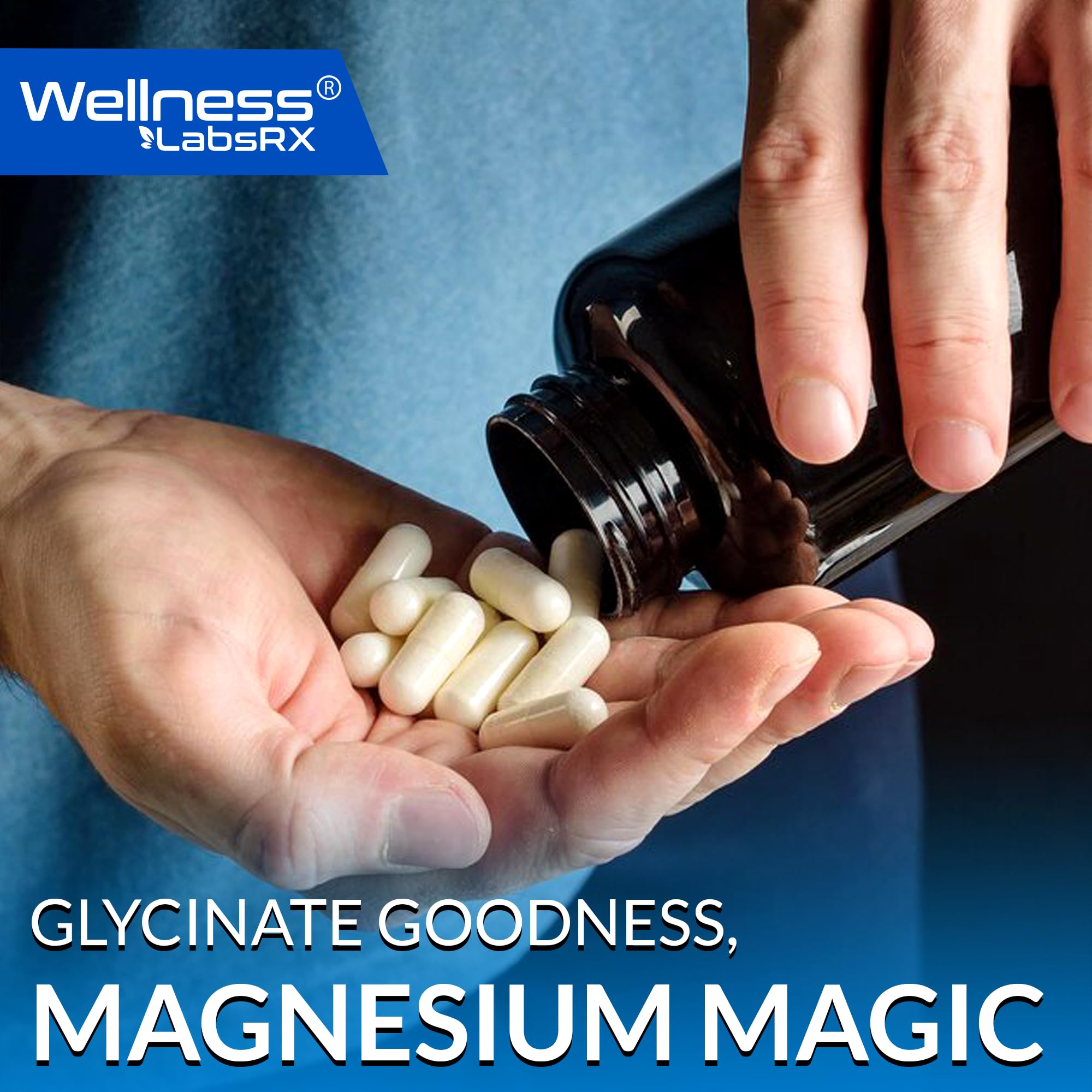Wellness LabsRx magnesium glycinate capsule illustrates potential muscle relaxation after activity.