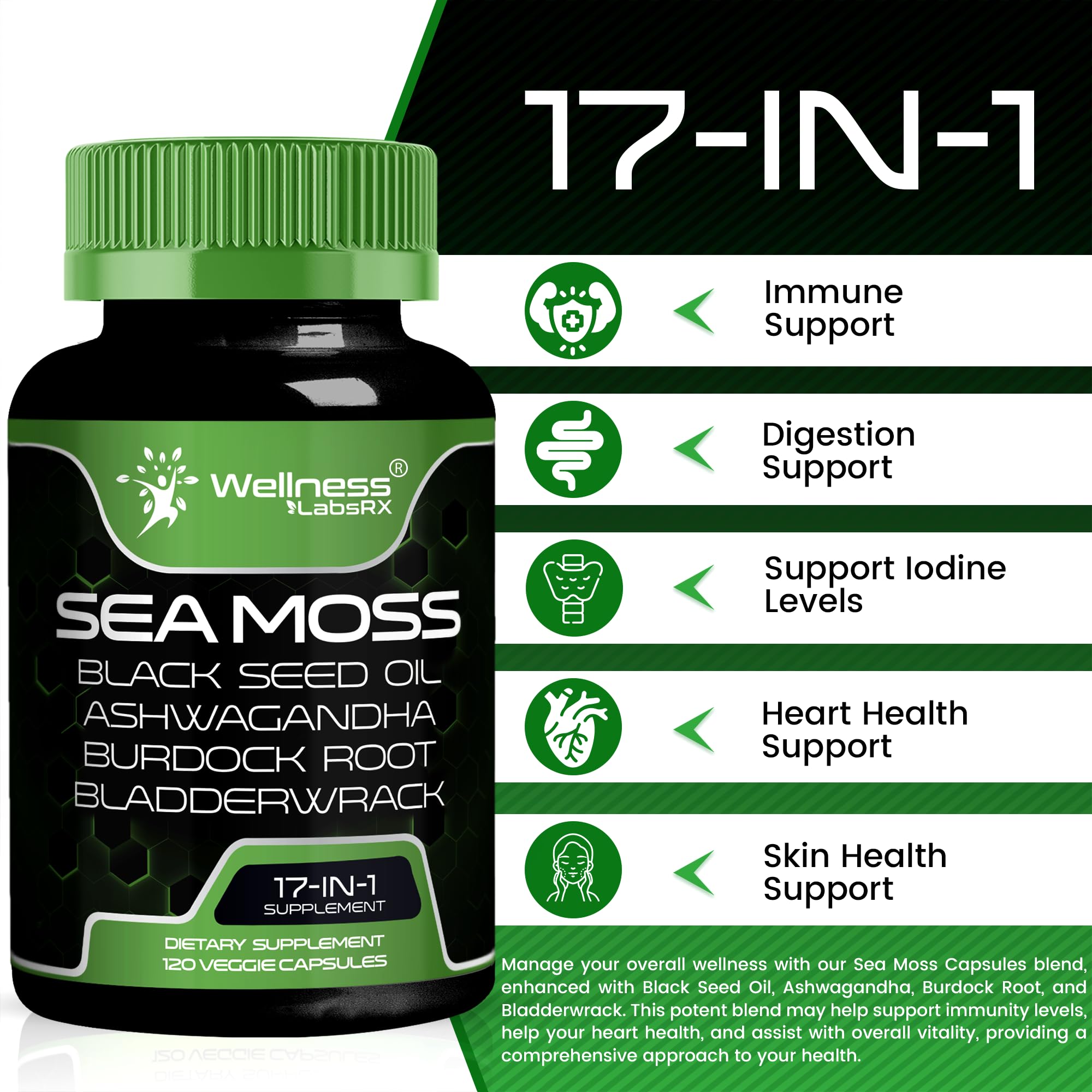 Person using WELLNESS LABSRX capsules for natural daily energy and wellness.