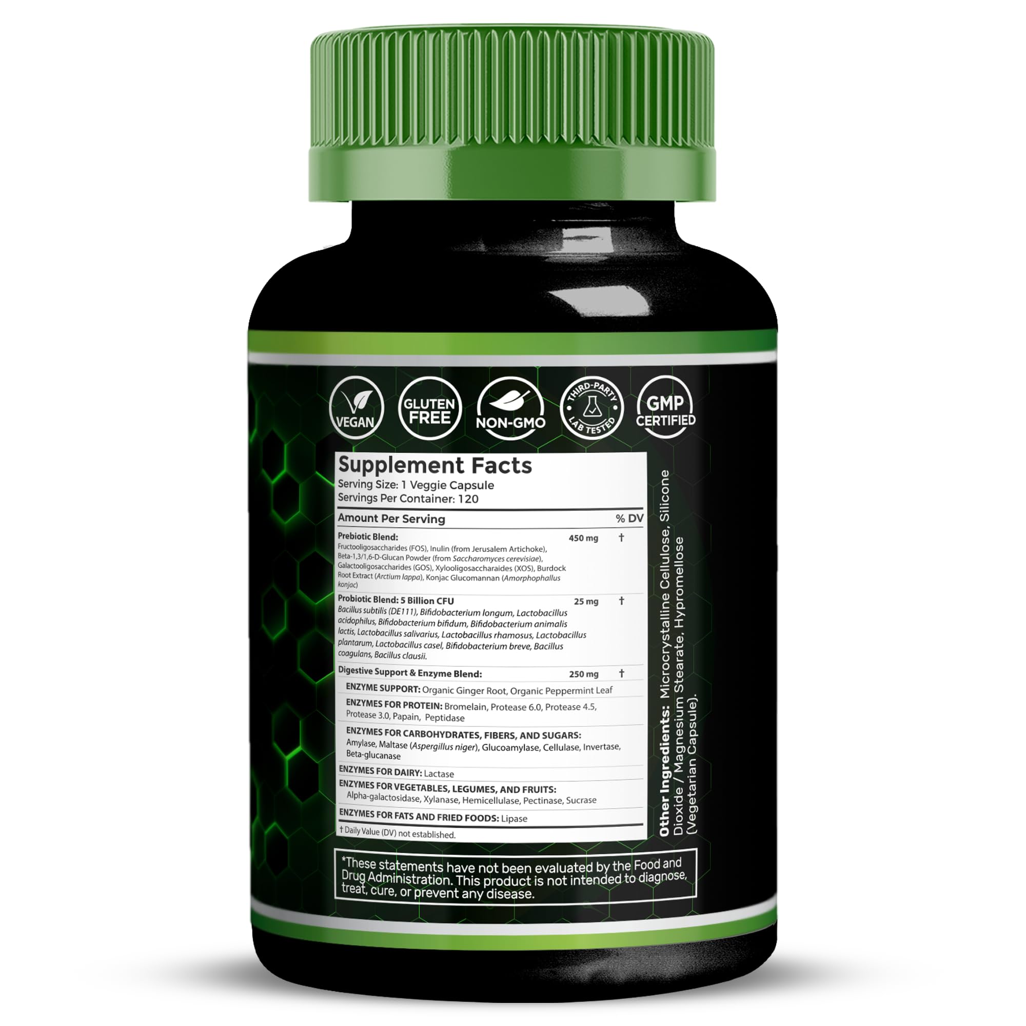 WELLNESS LABSRX Probiotics capsules highlighting gut balance and friendly bacteria benefits.