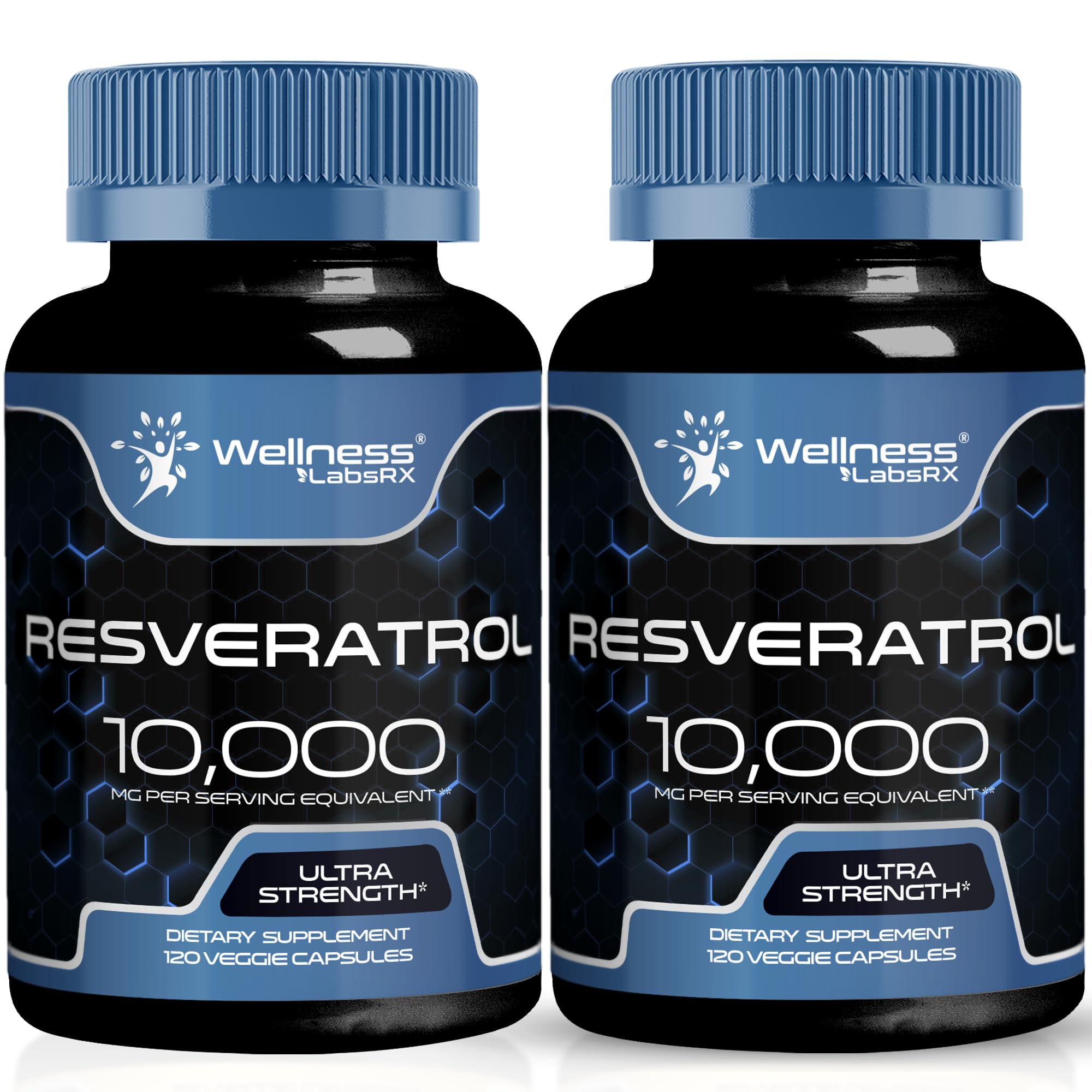 Wellness LabsRx Resveratrol bottle close-up for daily use.