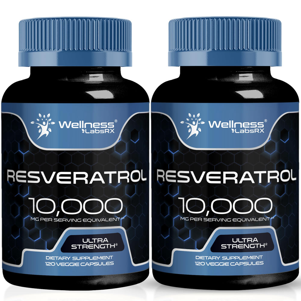 Wellness LabsRx Resveratrol bottle close-up for daily use.