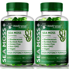 Wellness LabsRx Sea Moss Gummies bottle shows mixed berry flavor and immune support potential.