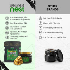 Wellness Nest gold-grade shilajit high-altitude Himalayas origin underscores authenticity.