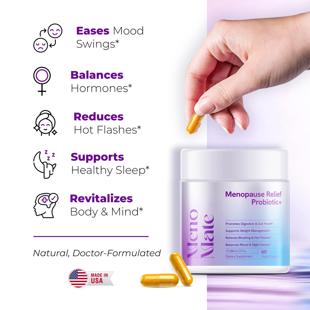 Wellness Nest MenoMate label—ingredients like turmeric and black cohosh for potential balance.