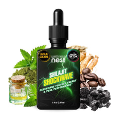 Wellbeing Nest Shilajit Shockwave bottle for convenient daily energy support.