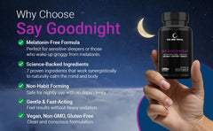 Packaging box on display outlining a non-melatonin sleep aid.