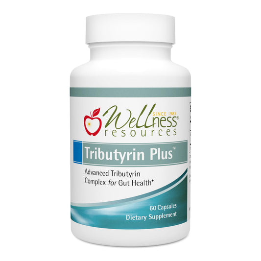 Wellness Resources Tributyrin Plus bottle front view showing gut health support