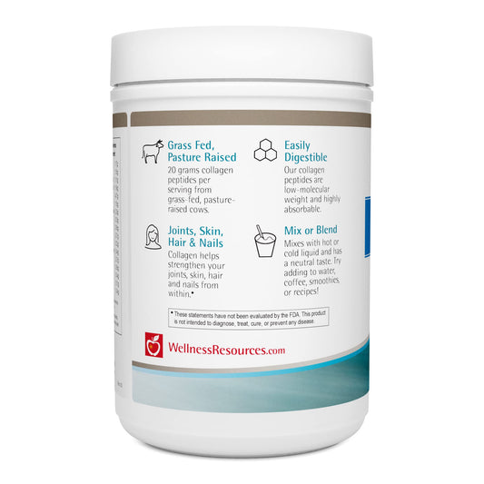 Wellness Resources Collagen Peptides powder in jar shows fine texture and mixability