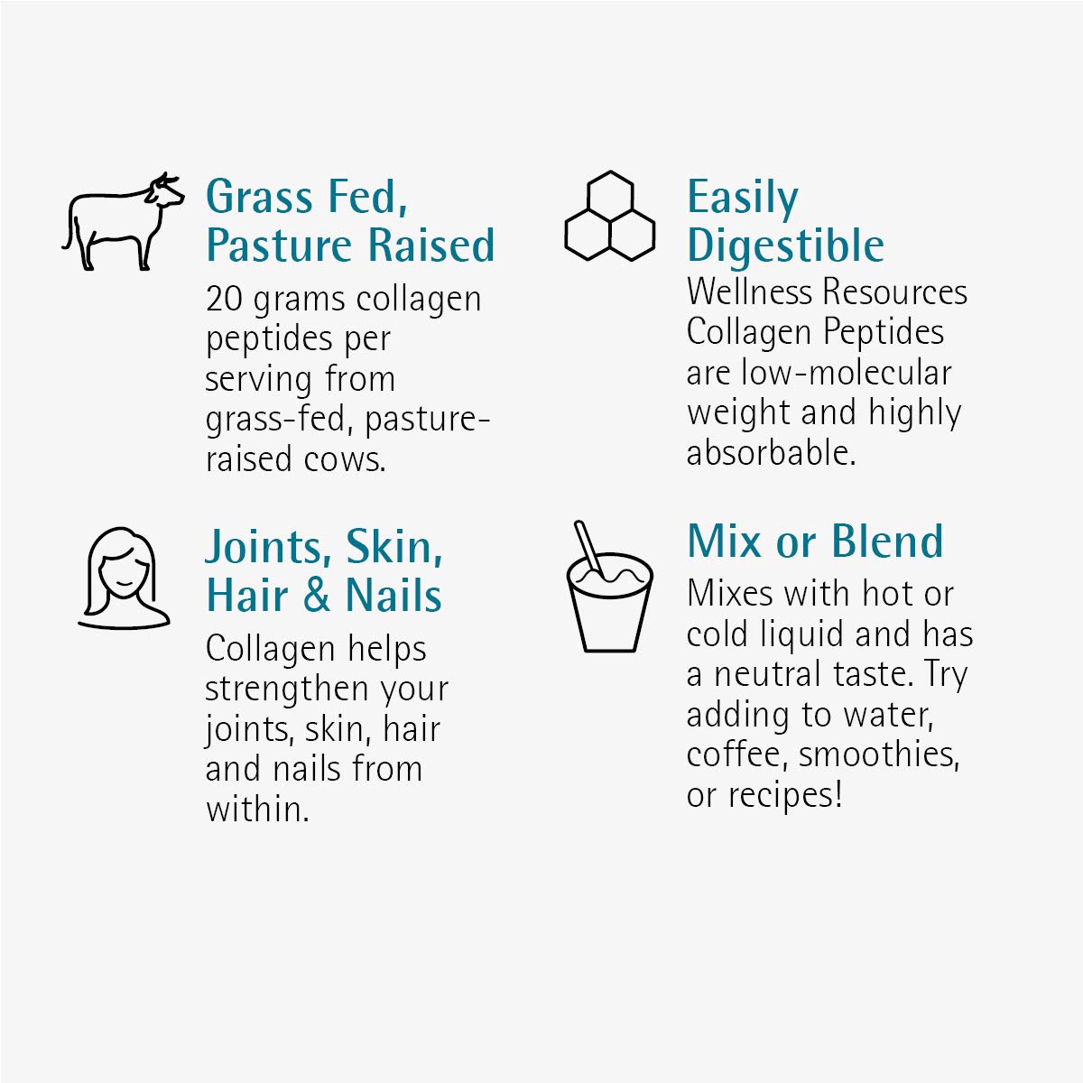 Wellness Resources Collagen Peptides stirred into coffee, neutral flavor
