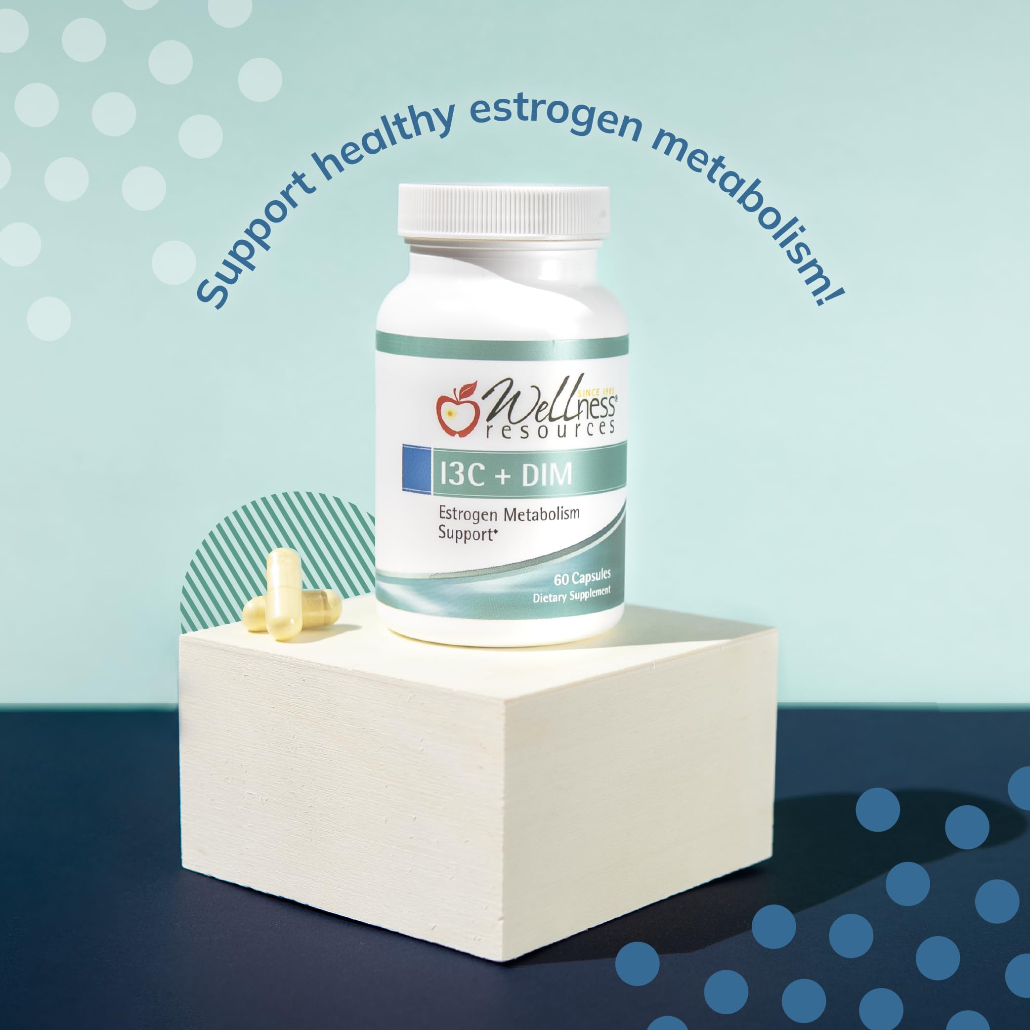 Wellness Resources I3C + DIM glass bottle reflects eco-friendly packaging
