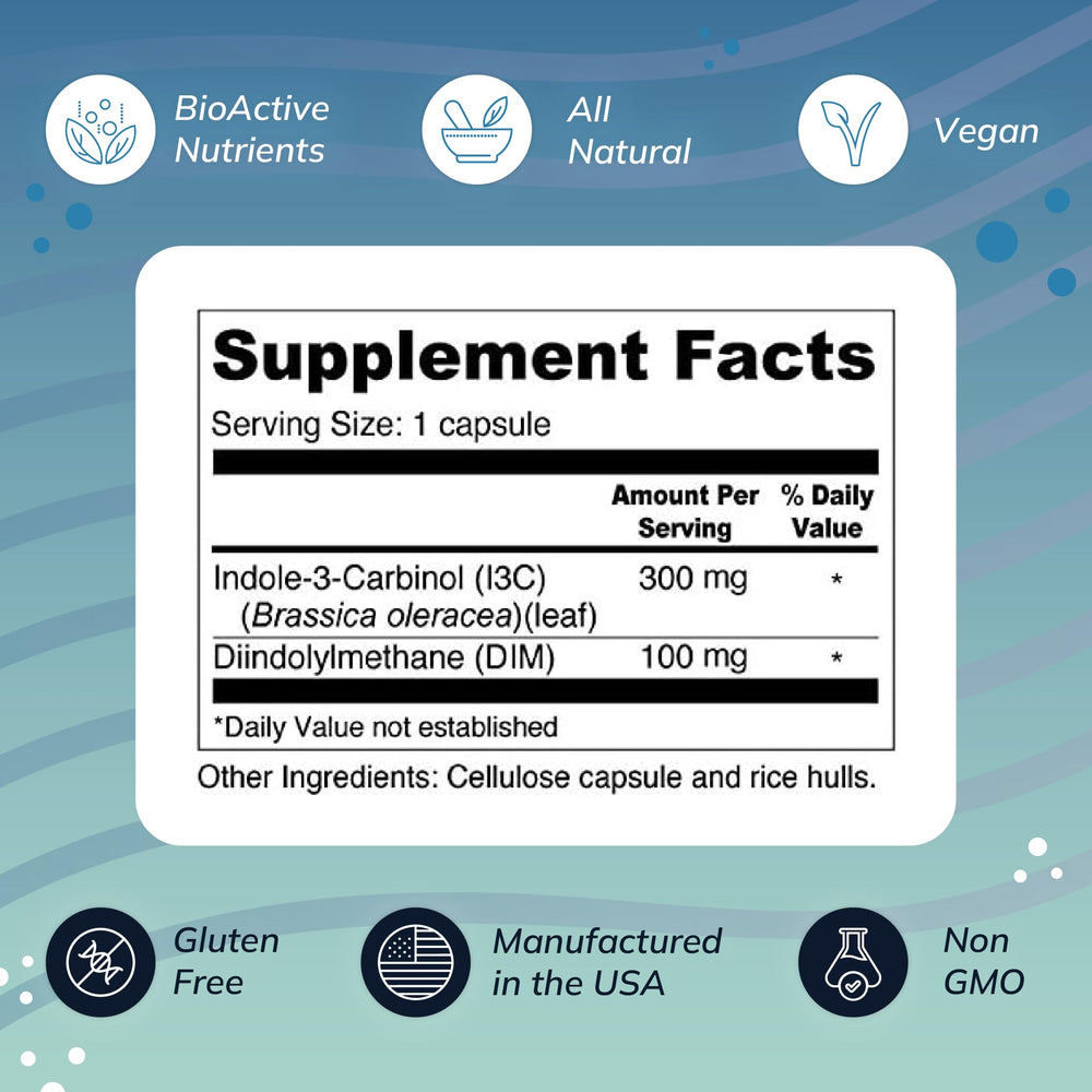 Wellness Resources I3C + DIM label front emphasizes purity and potency