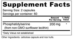 wellness resources phosphatidylserine sunflower ingredients list confirms sunflower lecithin source.