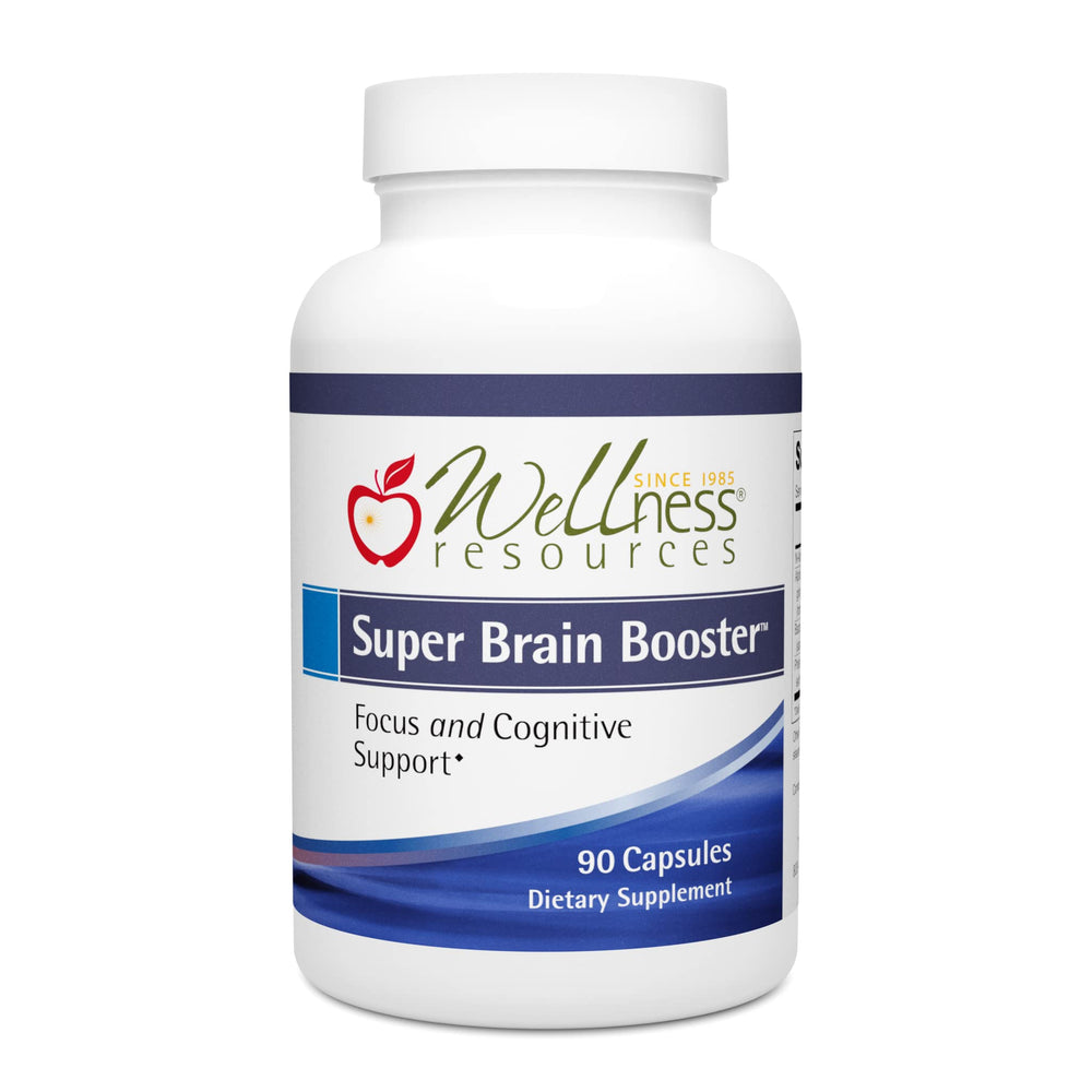 Wellness Resources Super Brain Booster bottle with capsules for daily focus support