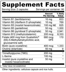 Wellness Resources Super Coenzyme B Complex bottle back highlights methylated vitamins for absorption.