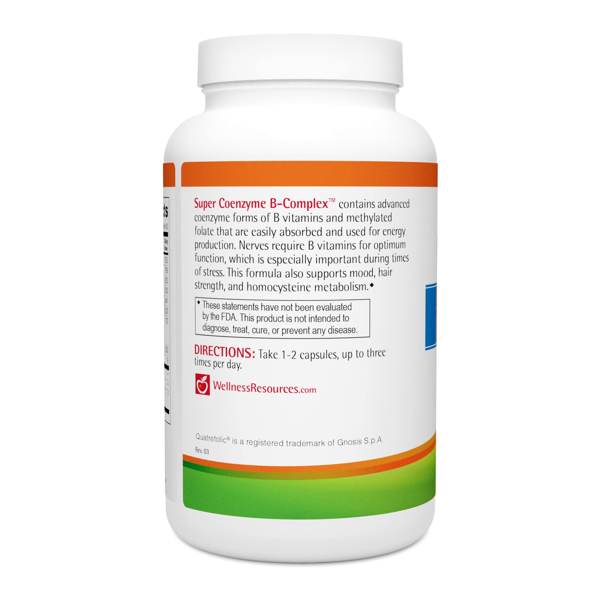 Dispensed capsules of Wellness Resources Super Coenzyme B Complex for daily energy routine.