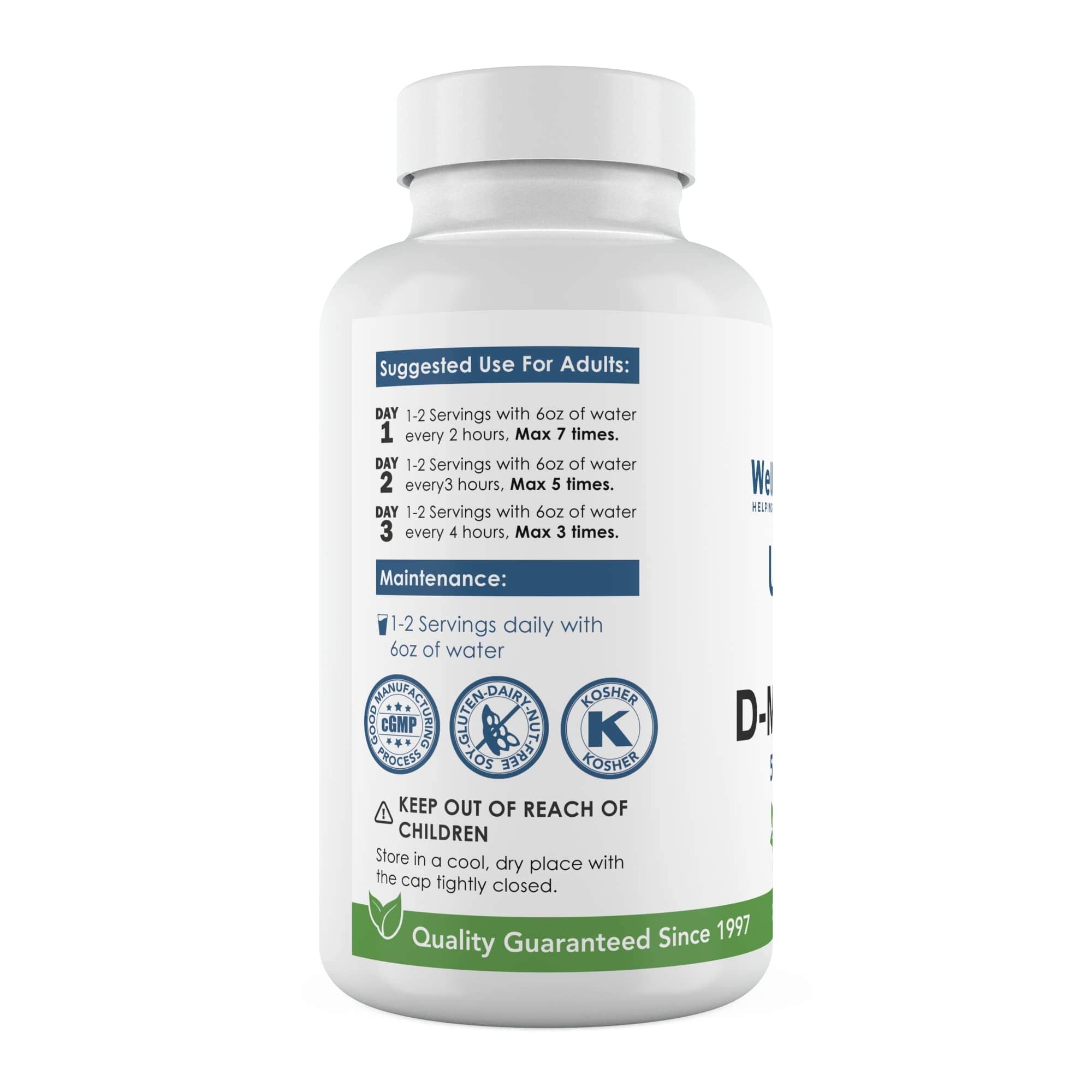 WellnessPartners D-Mannose 500 mg veggie capsules packaging for easy daily use