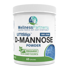 WellnessPartners Now New UTI-Slip D Mannose jar front view for easy identification and daily use
