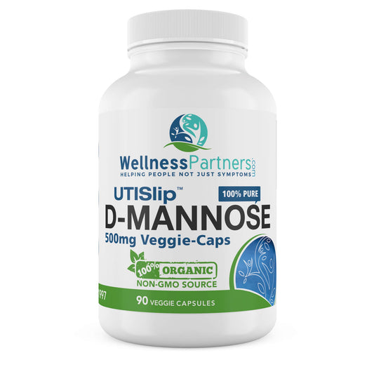 WellnessPartners UTI Slip D-Mannose bottle for convenient daily urinary support