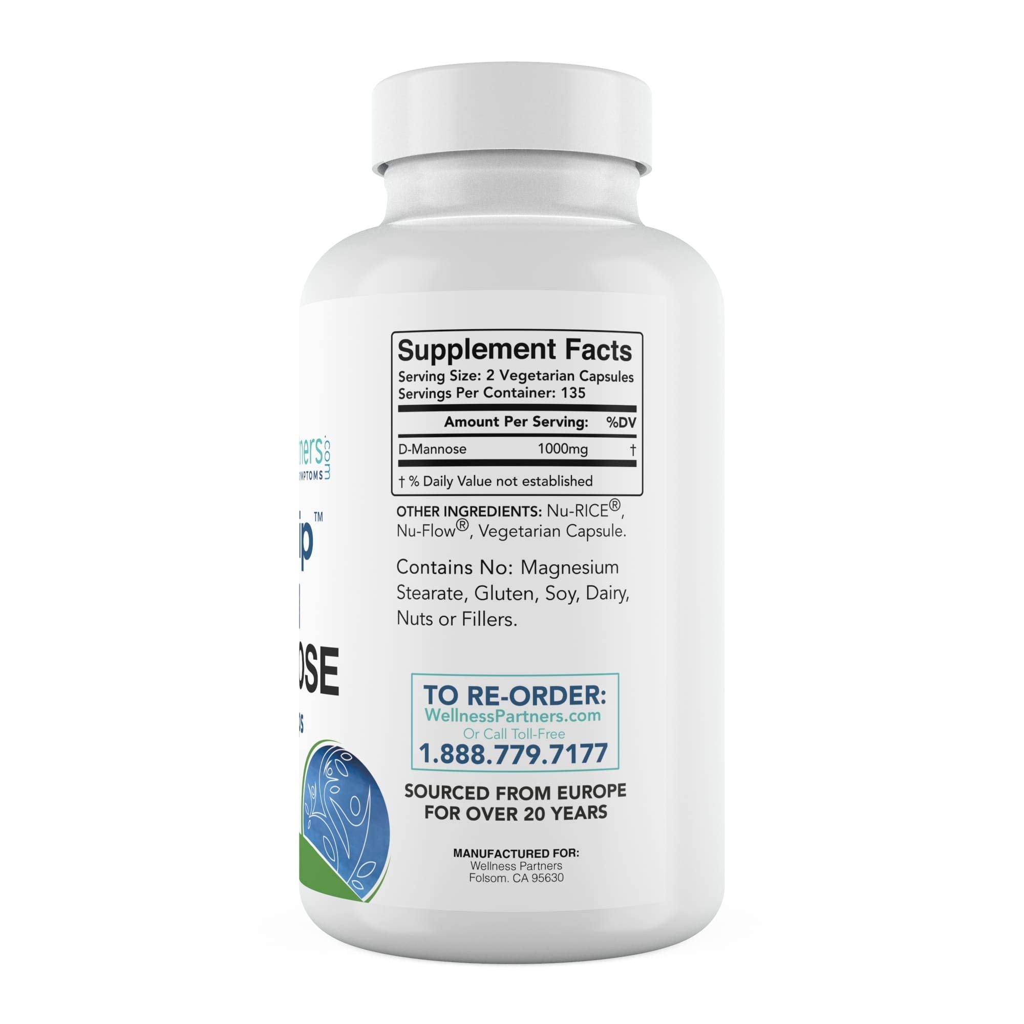 WellnessPartners UTI Slip D-Mannose capsules close-up showing veggie capsules
