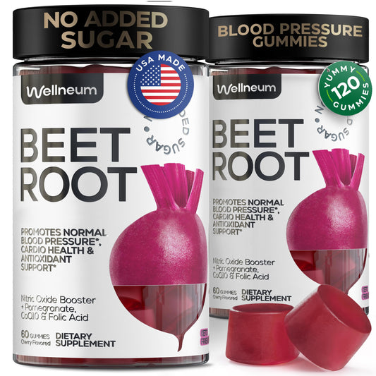 Wellneum Beets for High Blood Pressure bottle front for daily cardiovascular support
