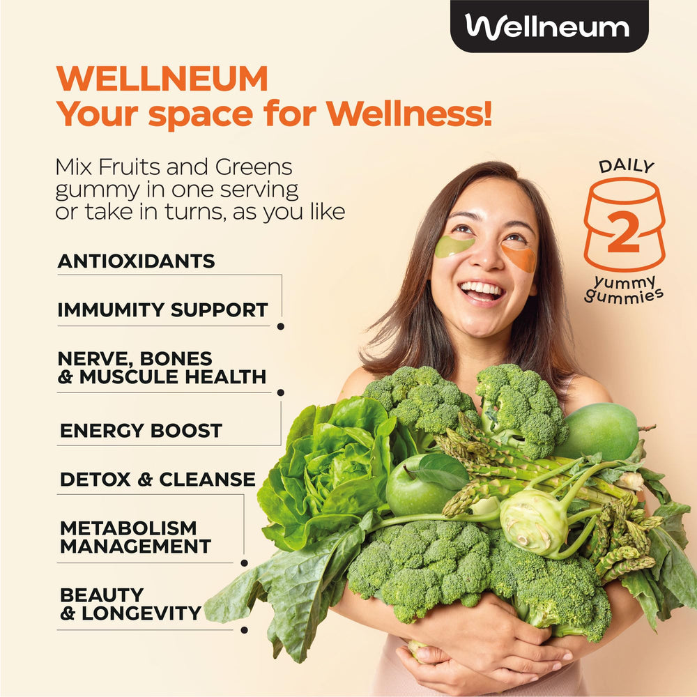 Close-up of Wellneum gummies showing texture for delicious, sugar-free daily nutrition