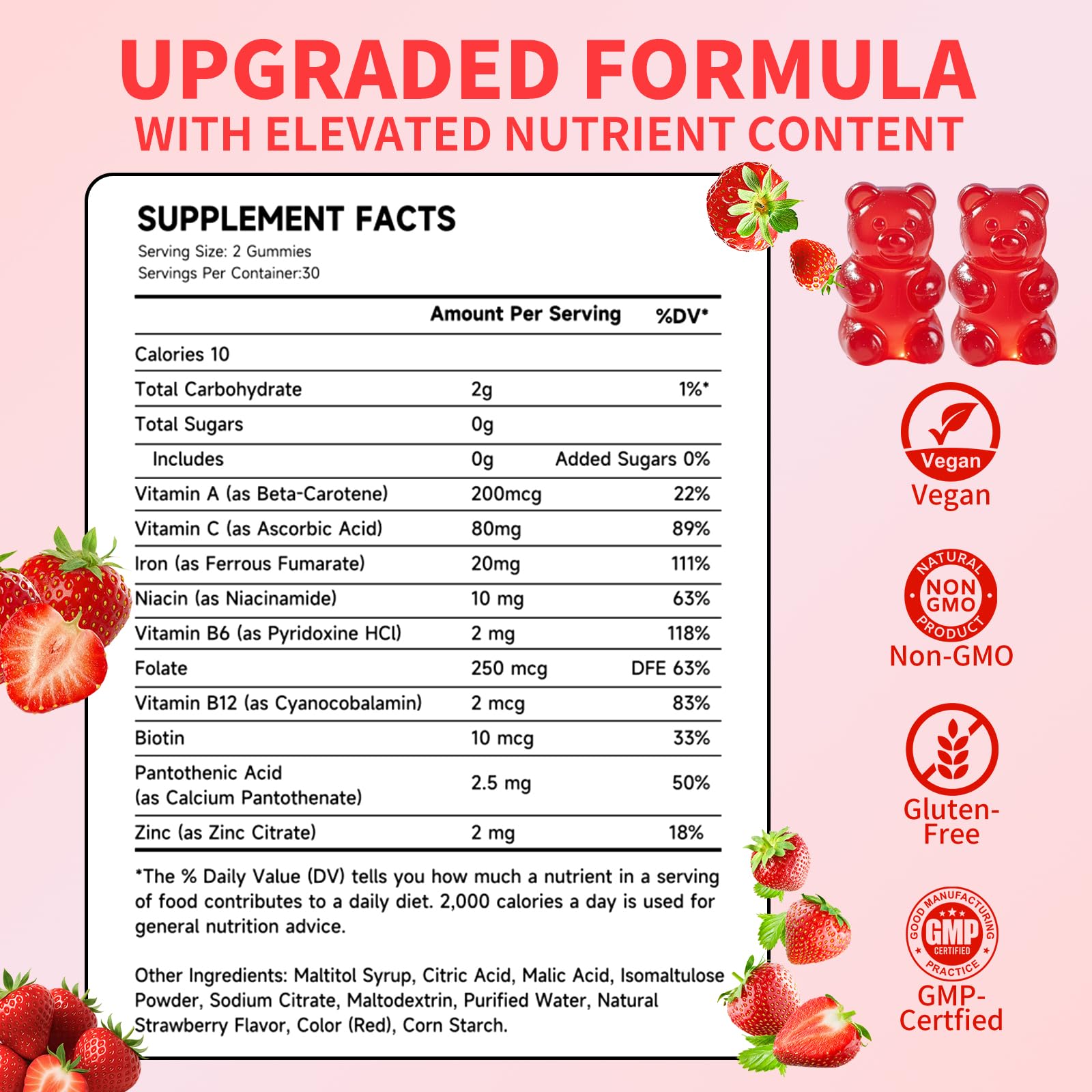 Wellnourish iron gummies bottle being poured for convenient daily servings.