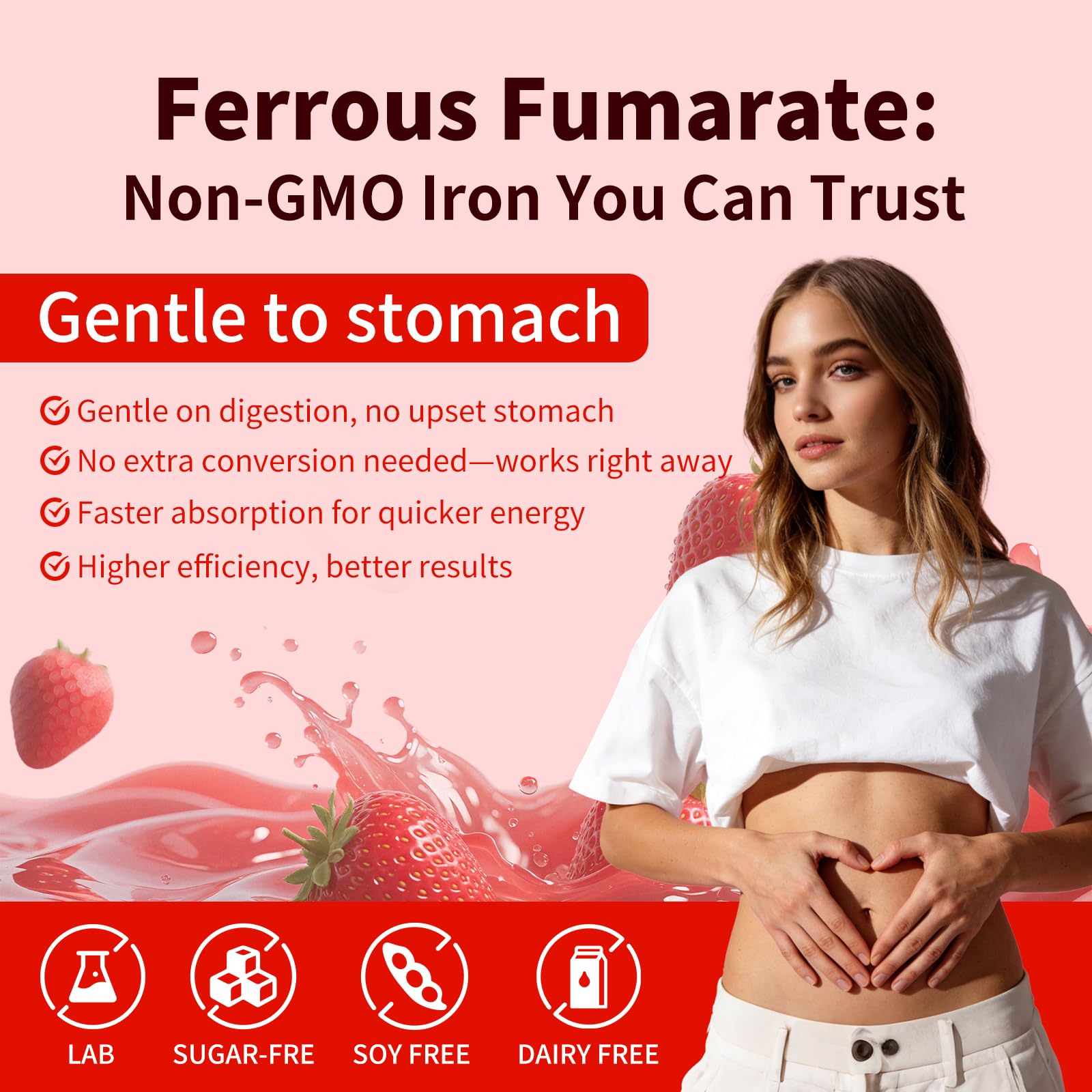 Wellnourish iron gummies on table with fruits suggesting everyday use.