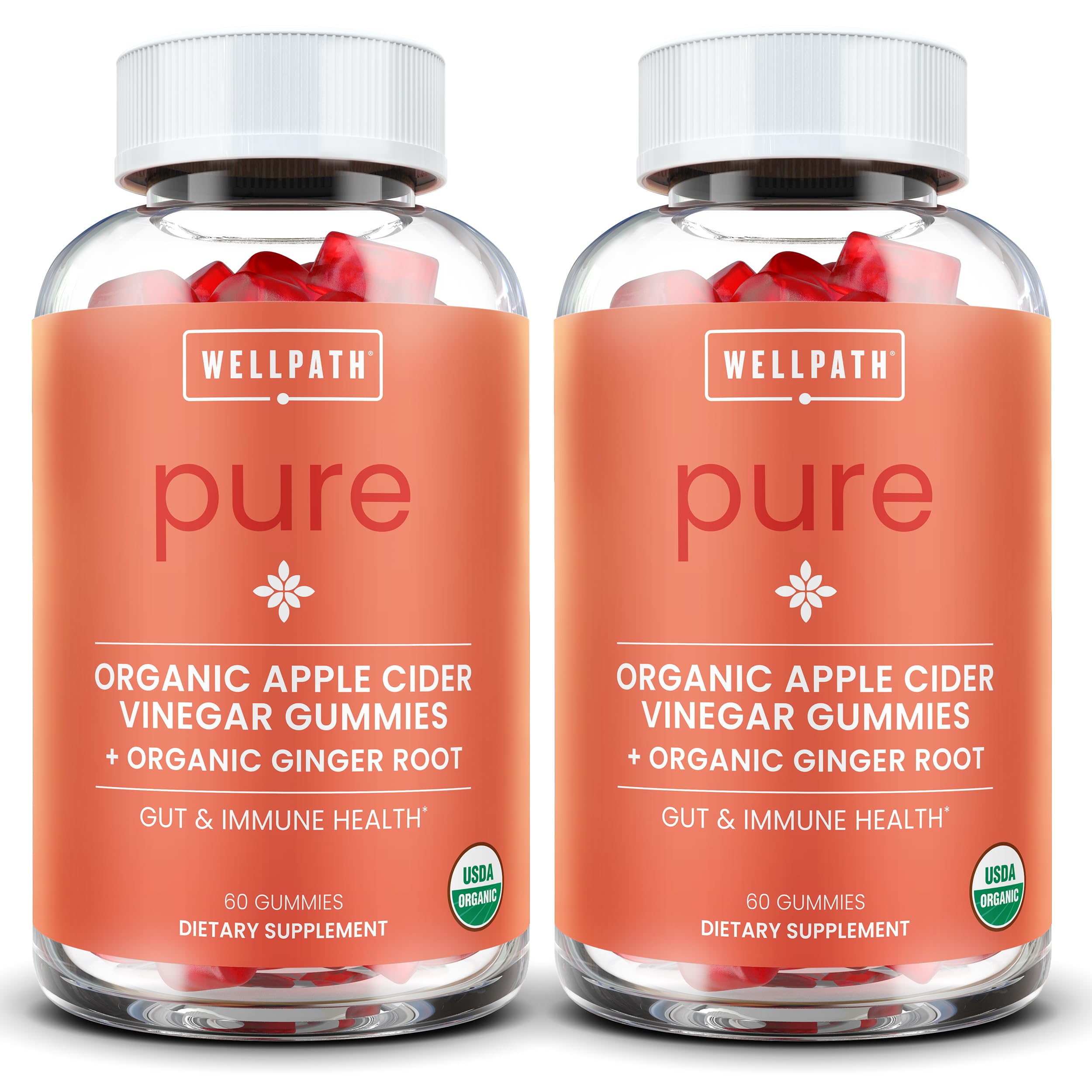 WellPath Pure ACV gomitas en botella para apoyo digestivo diario.