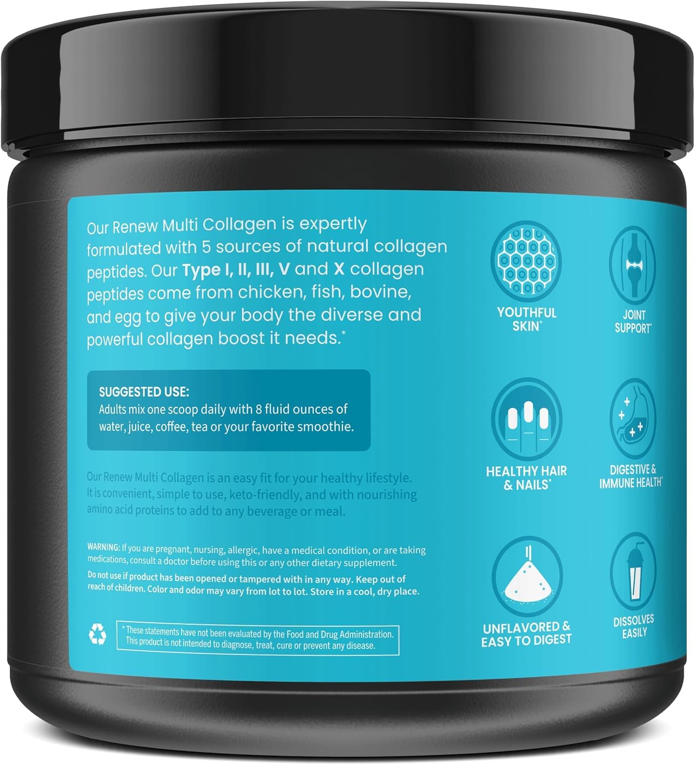 WellPath Renew serving scoop beside the tub for easy daily dosing.