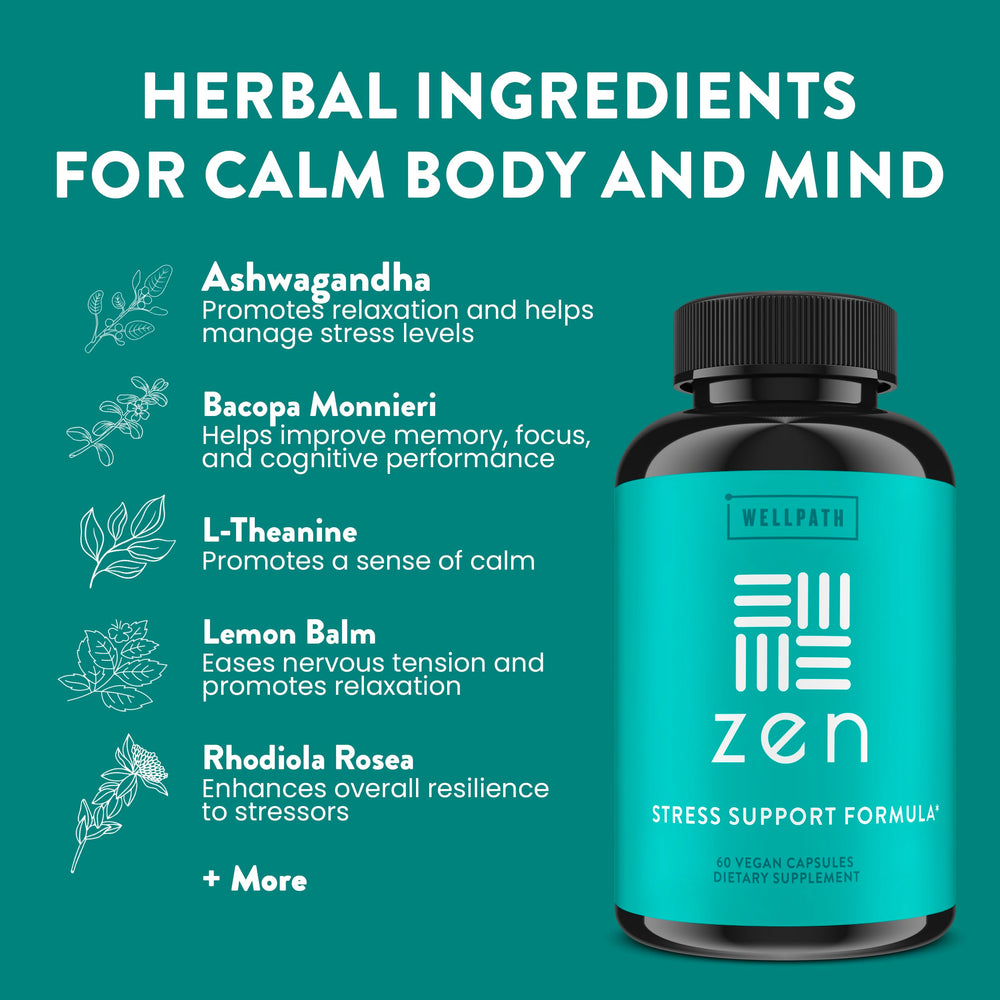 WellPath Zen two-capsule daily routine promotes steady calm during busy days.