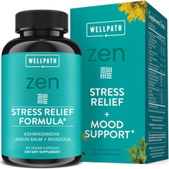WellPath Zen stress relief bottle with capsules for daily calm and focus