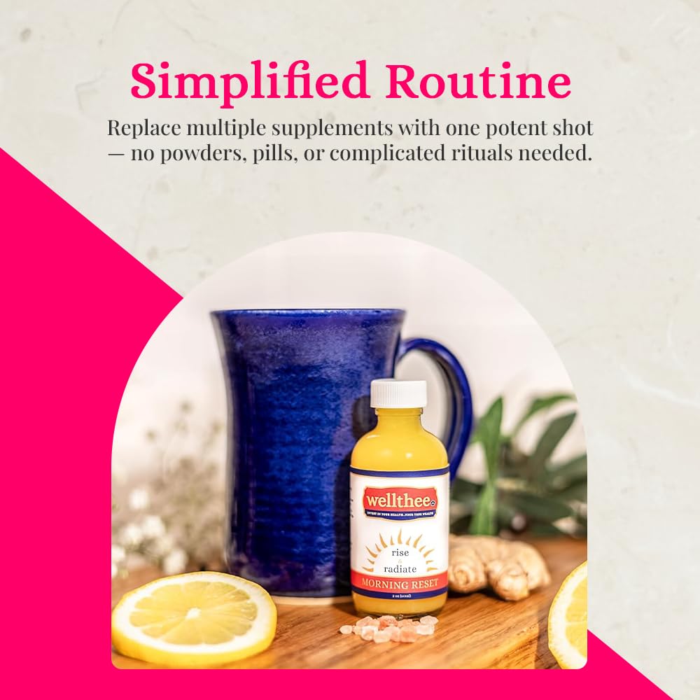 Wellthee MORNING RESET top view presents compact, drink-ready design