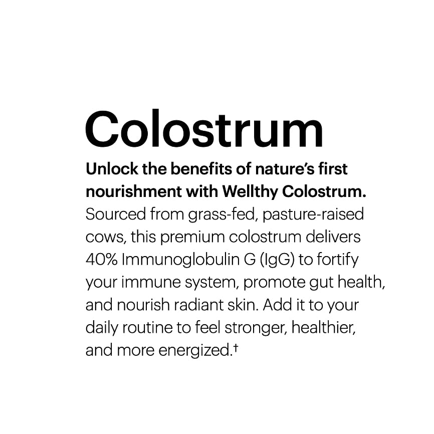 Packaging shows Made in USA for Wellthy colostrum powder